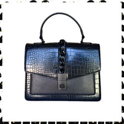 🆕  Aldo Black Croc-Embossed Crossbody Handbag