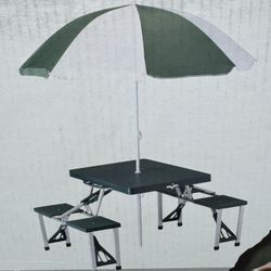 Camping Folding Table & Umbrella