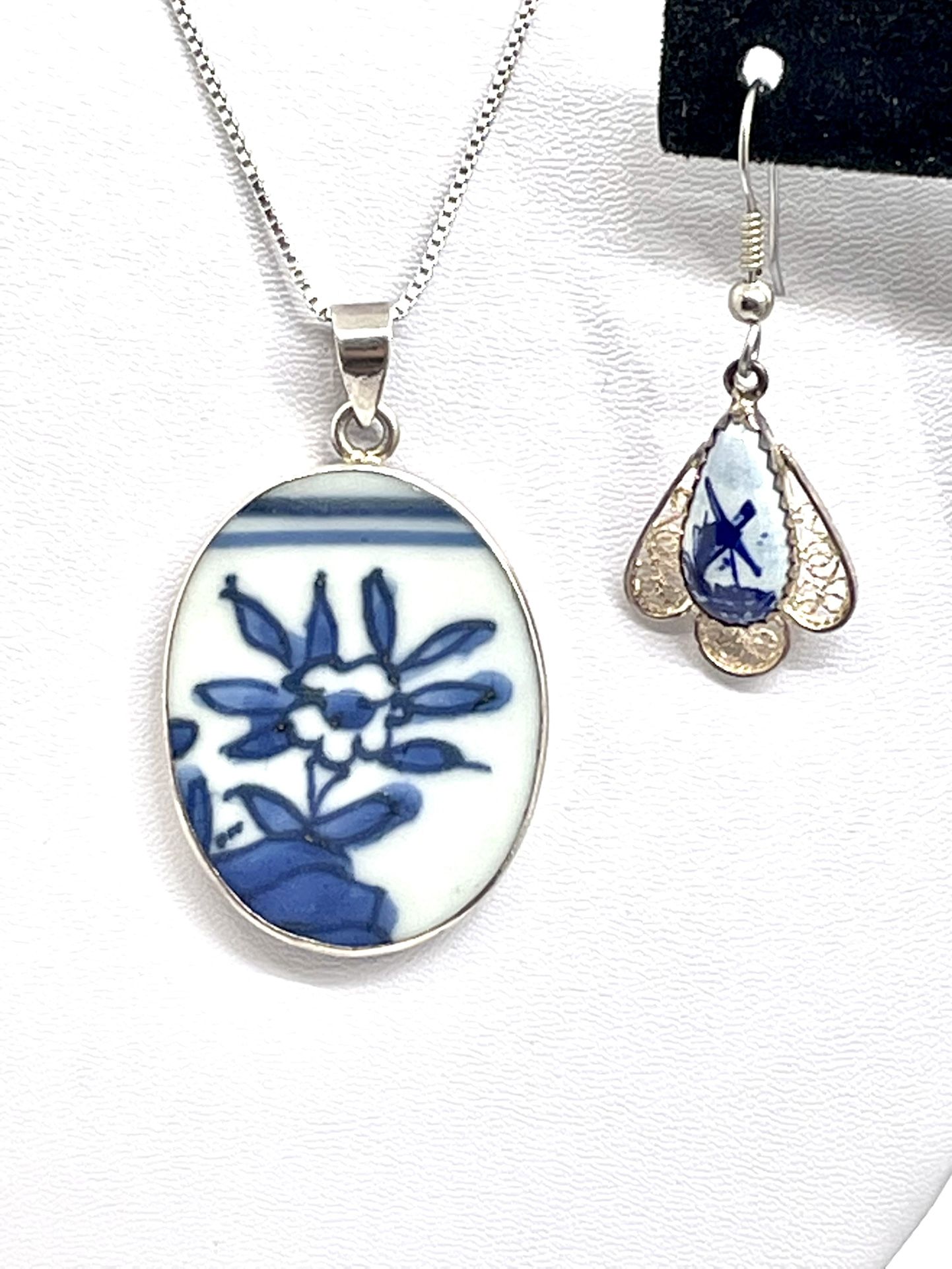 Sterling Necklace & Delph Earrings 