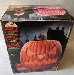 Halloween Costco Pumpkin With Yellow Flickering LED Lights,