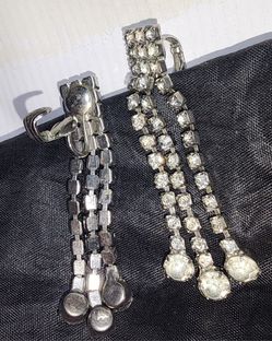 3 Row Vintage Rinestone Clip On Earrings