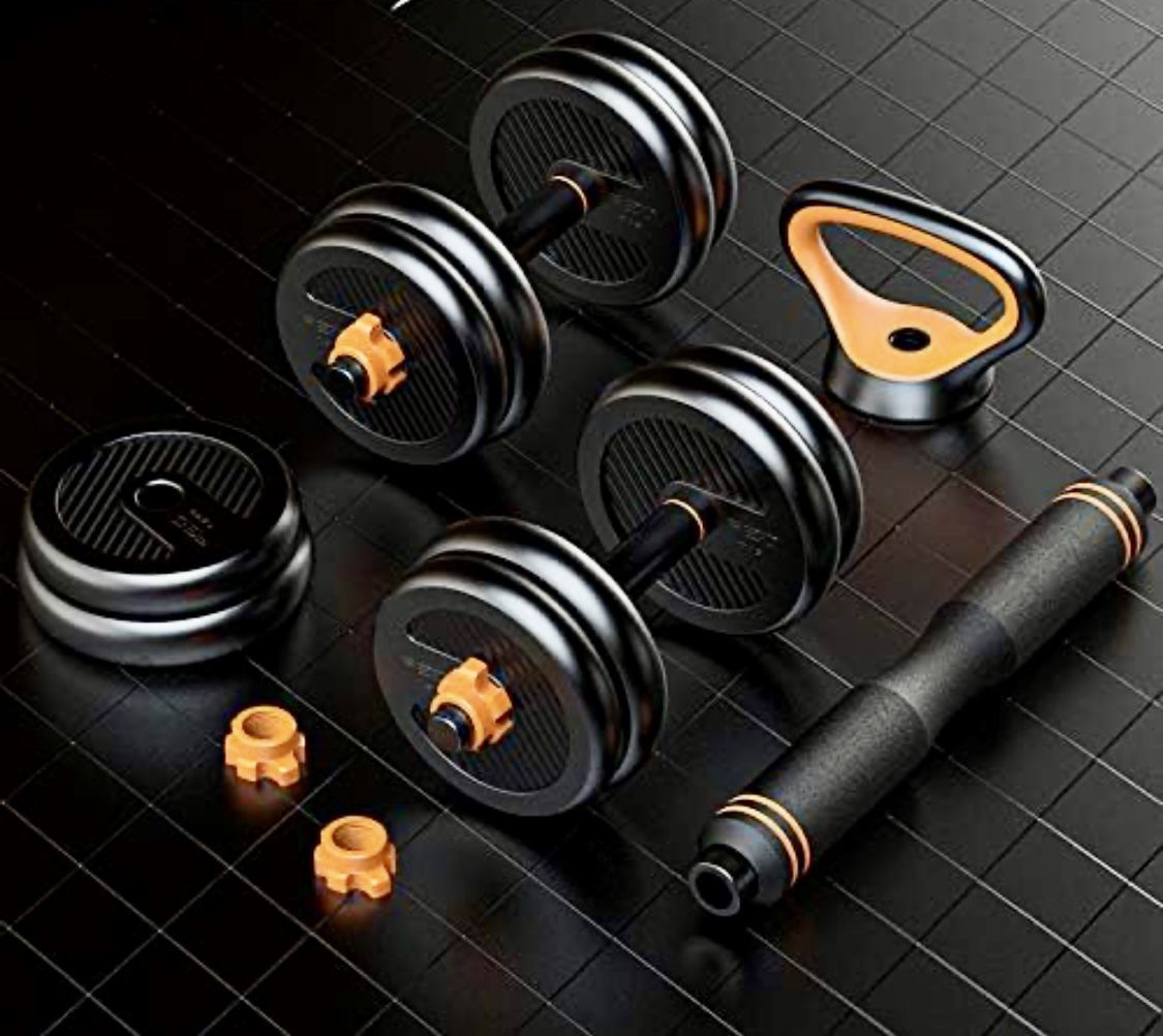 Home Gym Customizable Barbell, Dumbbells, Kettlebell Weights Up To 66 Lbs 