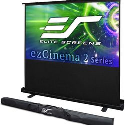 Elite Screens ezCinema 2 Projector Screen, 107-inch 16:9 Manual Floor Pull Up Scissor Backed