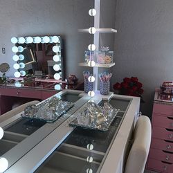 vanity with Bluetooth and shelf