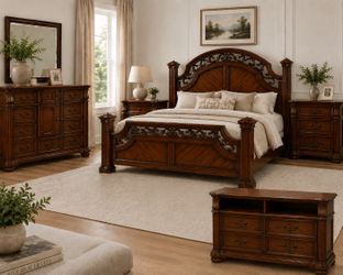 6 pieces king size bedroom set