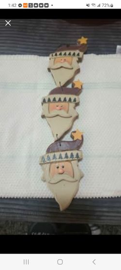 Wood Santa Decor with hanger on the top