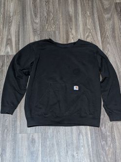 Carhartt Crewneck Sweatshirt Men's Large Black Front Kangaroo Pocket Pullover