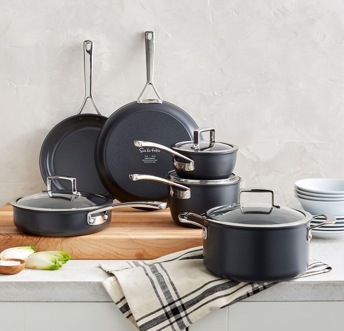 Sur La Table Classic Hard Anodized Ceramic Nonstick 10-Piece Cookware Set, Aluminum