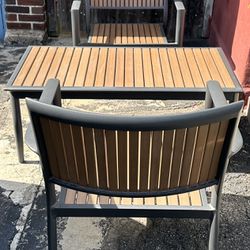 Teak & Metal Outdoor Table & Chairs