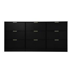 Black 9 Drawer Dresser, 63 Large Deep Chest of Drawers, Wooden Dresser Storage Cabinet with 9 Drawers for Bedroom, Long Dressers for Living Room, Hall