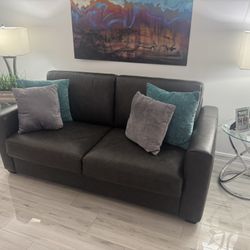 Lane Dark Gray Leather Queen Sleeper 