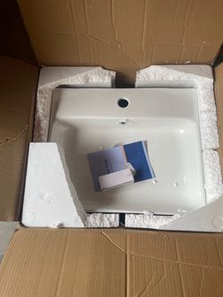 Turner Vitreous China 20 in. W x 16 in. D x 5 in. H Wall-Mount/Vessel Sink with Faucet Hole and Overflow in White