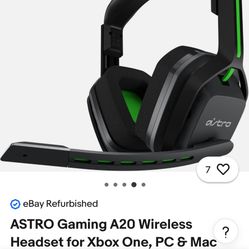ASTRO Gaming A20 Wireless Headset for Xbox One, PC & Mac Black/Green