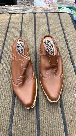 Brown Leather Western Slip-On Shoes