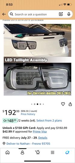 Chevrolet Malibu 2013 2014 2015 2016 LED Taillights