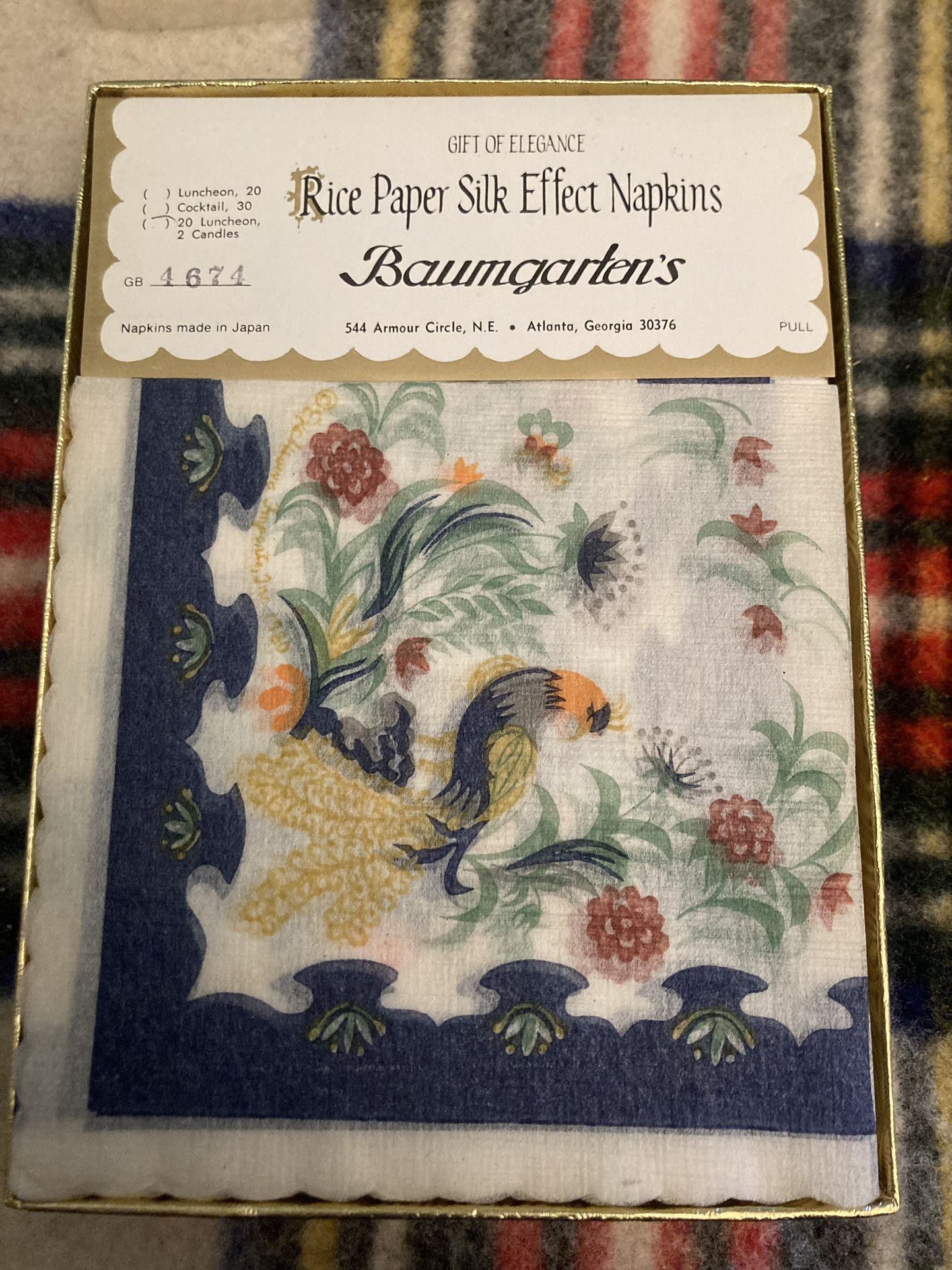 Baumgarten’s Rice Paper Silk Effect Napkins GB 4674 Japan NIB Vintage