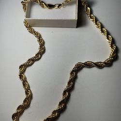Large Gold plated twisted rope chain Necklace (Italian gold) 