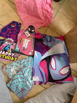 Spider-Gwen + Dino Birthday Party Supplies Bundle