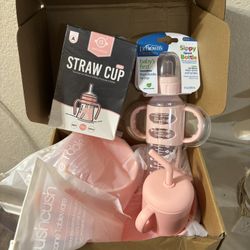 Silicone Baby Feeding Set, Baby Led Weaning Supplies, First Stage Solid Food eating Utensils, Divided Suction Plate, Bowl, Bibs, Sippy Cup, Placemat 