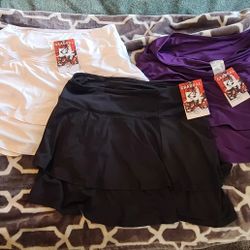 Gradual Women's Pleated Tennis Skirts with 4 Pockets Athletic Golf Skorts Skirts for Women Layered Skirts, Large Black, Purple, White, I Accept ZELLE