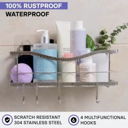 KINCMAX Premium Shower Caddy - Adhesive Bathroom Organizer
