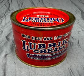 Vintage Lubriko Grease Metal Tin Master Lubricants Advertising Can Red