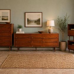 Mid Century Modern Bedroom Set – Dresser, Highboy & Nightstands – Solid Wood