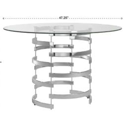 Nova Round Glass Top Vortex Iron Base Dining Table by iNSPIRE Q Bold - Dining Table