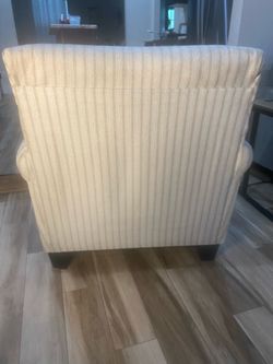 Cream Striped Upholstered Accent Chair