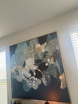 2  4ft by 4ft paintings and  a bar setup