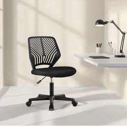 Armless Office Chair Ergonomic Mesh Computer Desk Chair, Mid Back Swivel Chair with Wheels Adjustable Height Study Chair for Small Spaces Home Office 