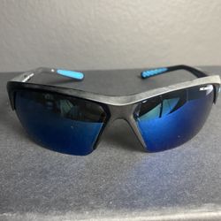 Nike Skylon Ace EV0525 045 Men Black Wrap Sunglasses Blue Mirrored Lens