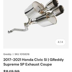 2017-2021 Honda Civic Greddy Exhaust 