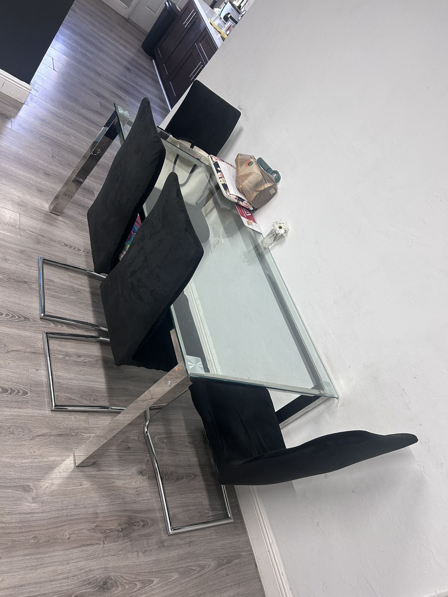 Glass Dining Table With 4 Chairs