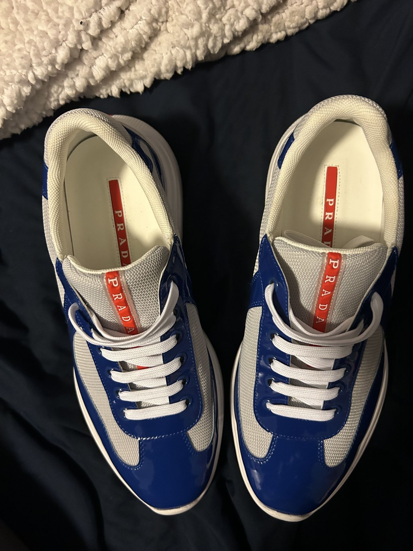 Blue And White Prada Shoes