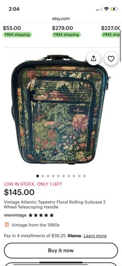 Vintage Atlantic Floral Rolling Suitcase Luggage - Feel Free to Ask Questions