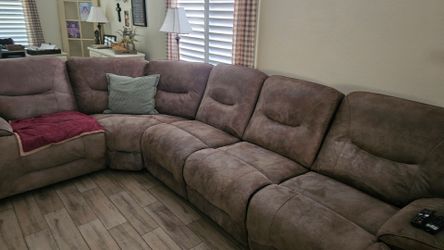 Used Faux Leather Brown Sectional Couch Good Condition