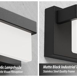LED Bathroom Vanity Light Fixture Over Mirror 24.4 inch Modern Rectangle Black Matte Metal Lighting Bar 4000K Daylight Wall Sconce (Black)