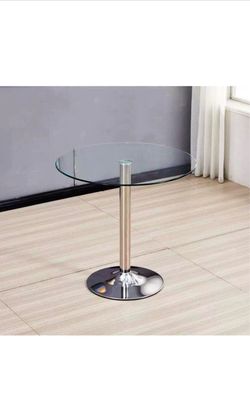 23.4" Round Glass Dining Table, Modern Circular, Sturdy Base and Perfect for 2-4 Seat, Bistro Style