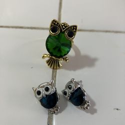 Owl Ring And Earrings 