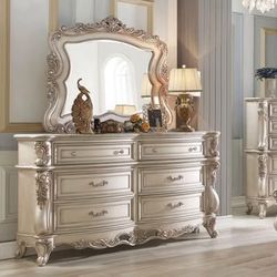 Acme Furniture Gorsedd Antique White Dresser and Mirror