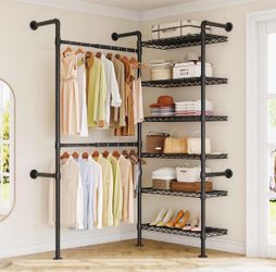 Industrial Corner Closet Organizer with Shelves