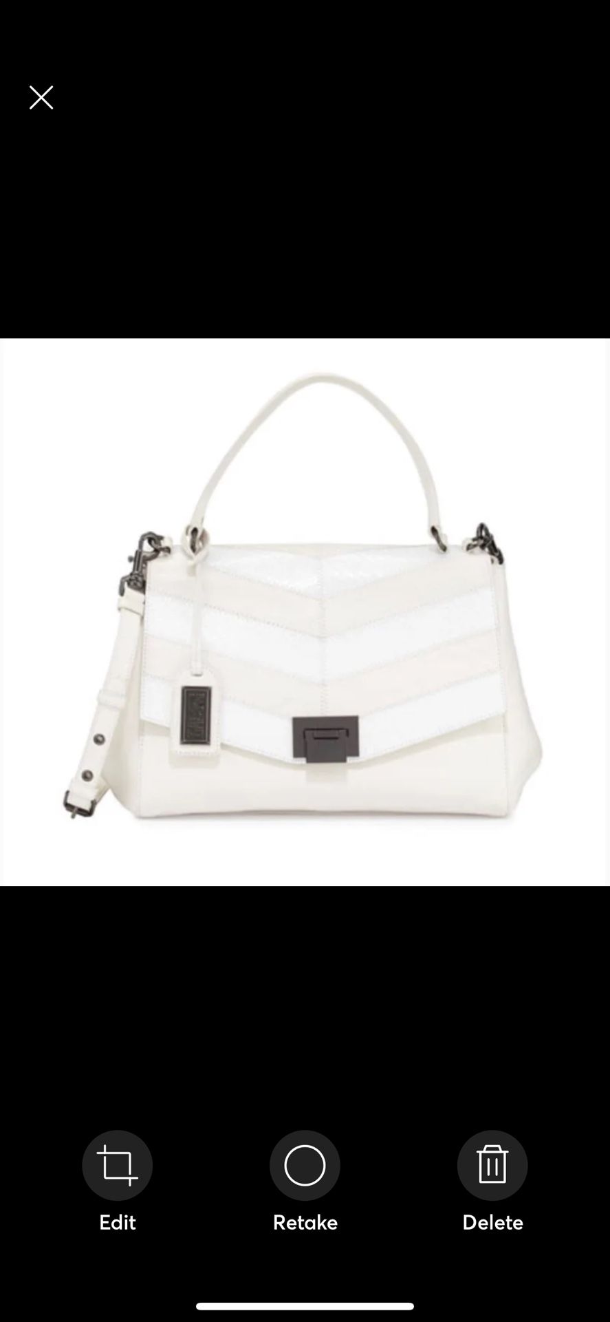 Badgley Mischka Remy Chevron Snake Embossed Leather Satchel, Latte