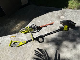 RYOBI cordless edger & hedge trimmer, plus extra wire reels, battery not included