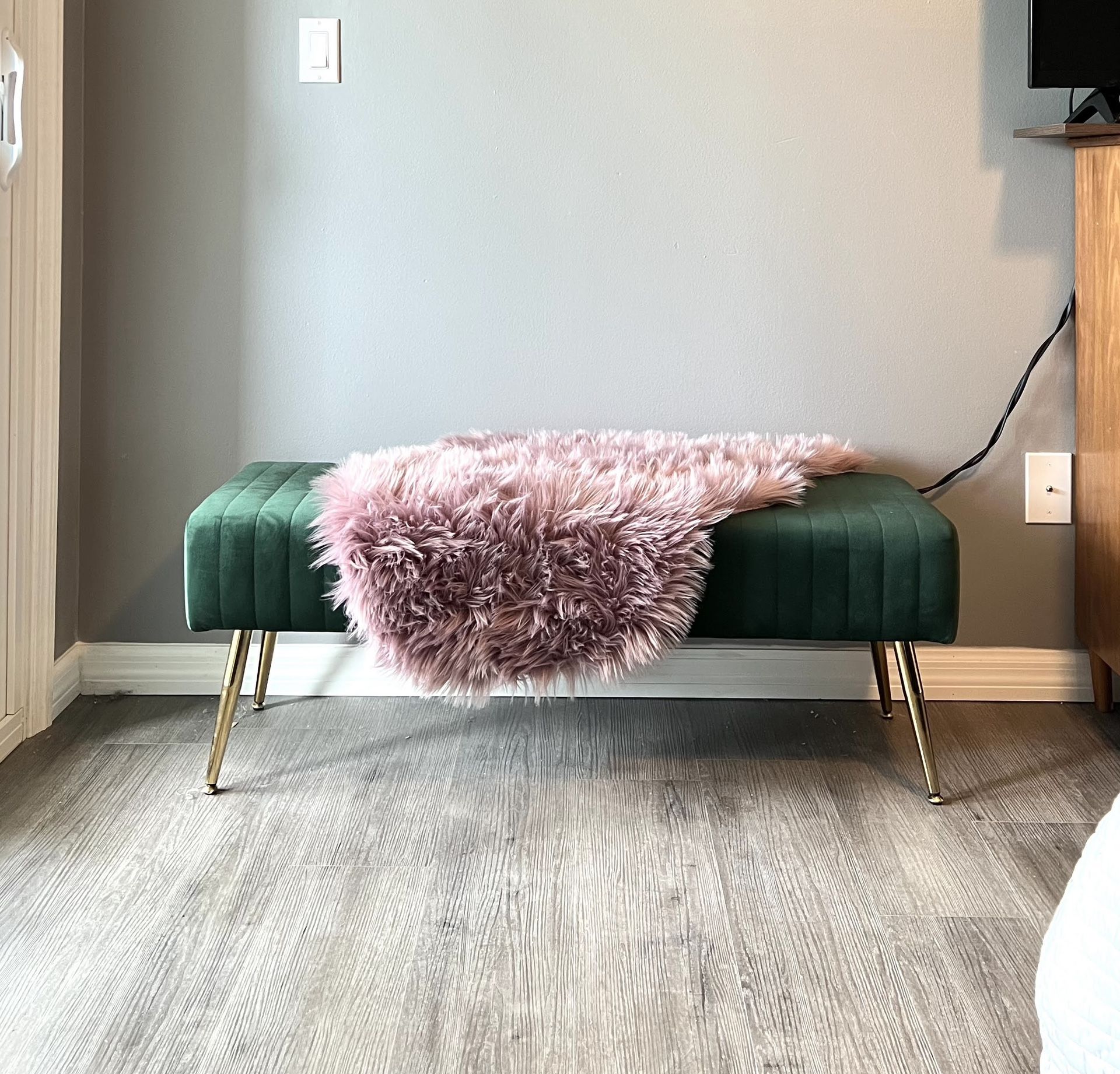 Green Velvet Ottoman