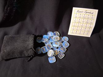 Opalite Rune Stone Set with Pouch