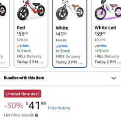 KRIDDO Balance Bike 2 Year Old, Tool-Free Adjustable Toddler Bike Easy to Assemble, Personalized Plate with 3 Sticker Sets, White, 2 Year Old Boy Birt