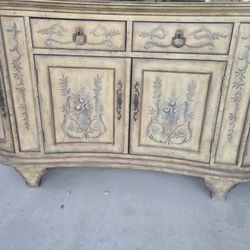 Vintage French Style Curved Tv Stand And Or Kitchen Cabinet  Console Credenza