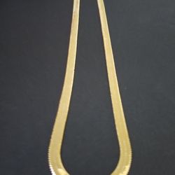 Gold Deep Plated 18k Flat Chain Necklace Jewelry 
