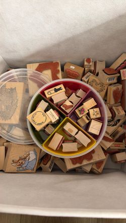 Large Lot of Wooden Rubber Stamps
